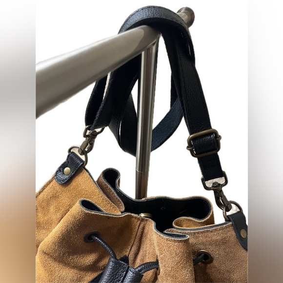 Free People Tovey Brown Suede Bucket Bag Handmade - Picture 3 of 11